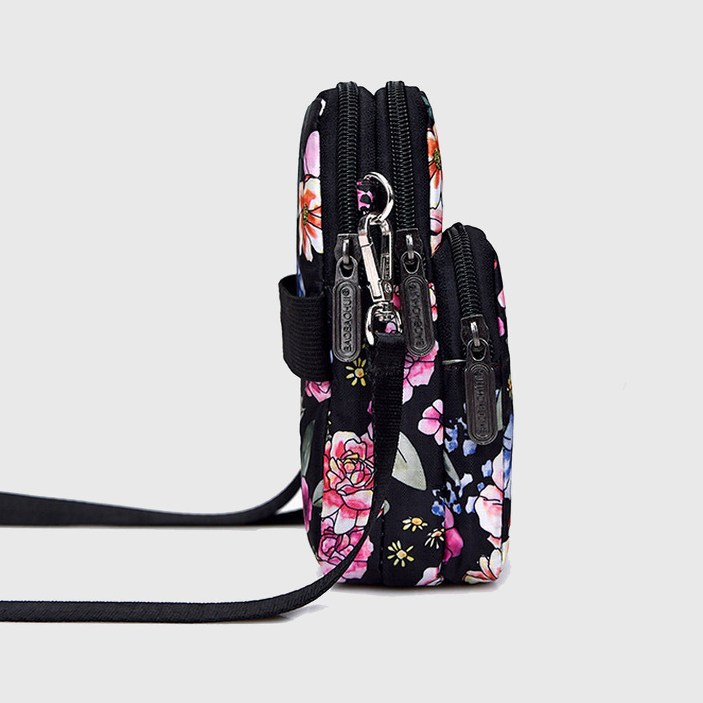 Anna-Kaci Women's Floral Oxford Cloth Crossbody Bag-Lightweight Compact Shoulder Purse
