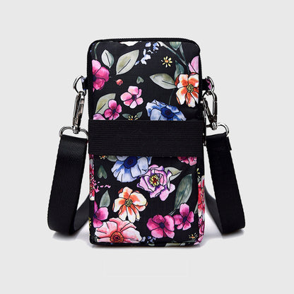 Anna-Kaci Women's Floral Oxford Cloth Crossbody Bag-Lightweight Compact Shoulder Purse