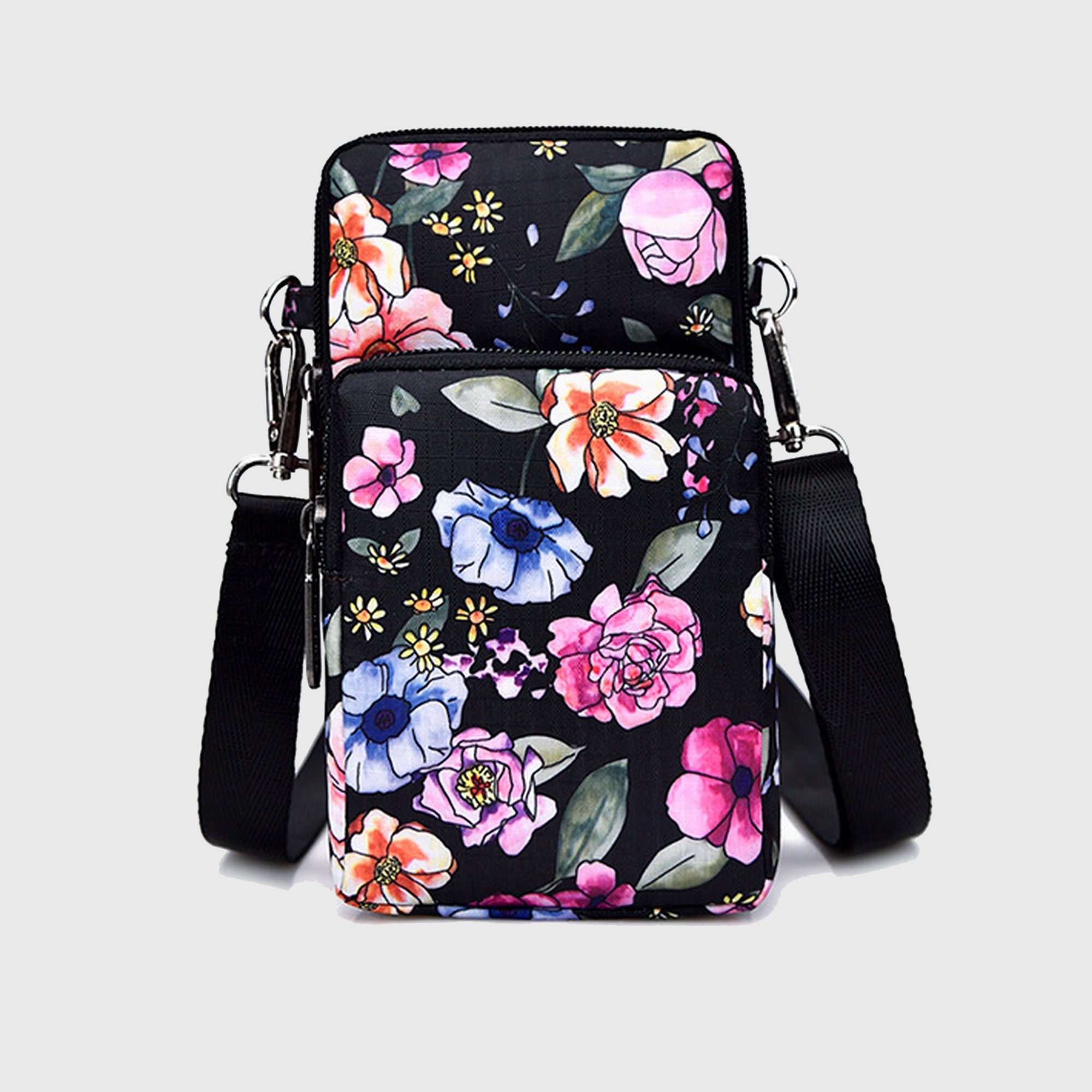 Anna-Kaci Women's Floral Oxford Cloth Crossbody Bag-Lightweight Compact Shoulder Purse