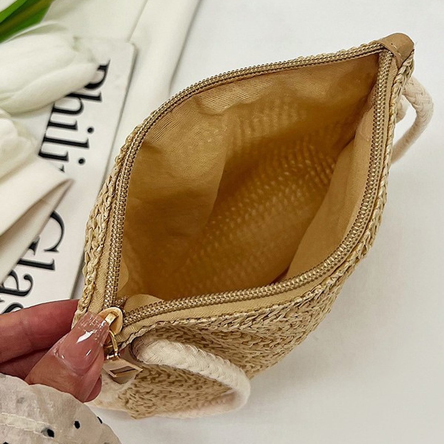 Anna-Kaci Women¡¯s Straw Woven Crossbody Bag with Sunflower Accent