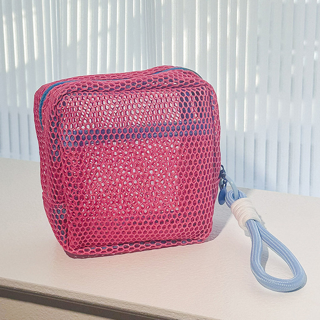 Anna-Kaci Women's Mesh Cosmetic Bag with Wrist Strap-Small Travel Organizer Pouch