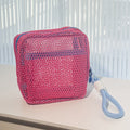 Anna-Kaci Women's Mesh Cosmetic Bag with Wrist Strap-Small Travel Organizer Pouch