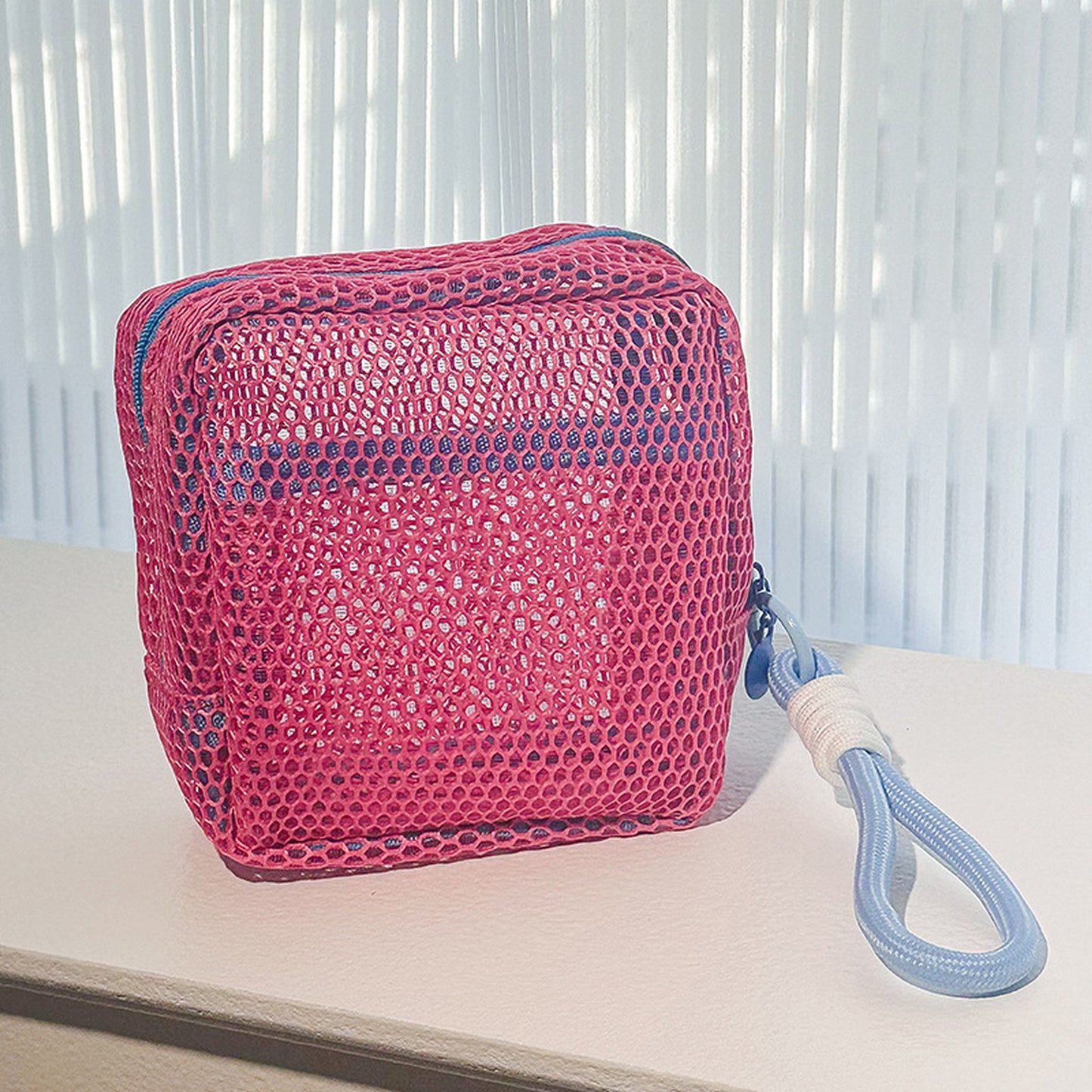 Anna-Kaci Women's Mesh Cosmetic Bag with Wrist Strap-Small Travel Organizer Pouch