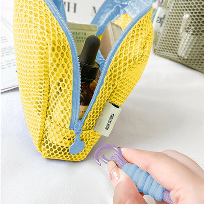 Anna-Kaci Women's Mesh Cosmetic Bag with Wrist Strap-Small Travel Organizer Pouch