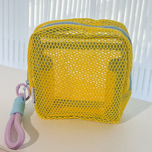 Anna-Kaci Women's Mesh Cosmetic Bag with Wrist Strap-Small Travel Organizer Pouch
