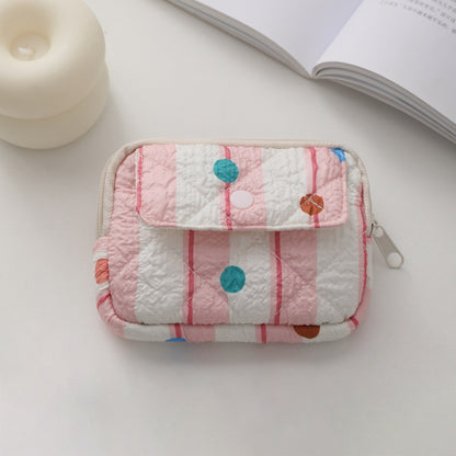 Anna-Kaci Women's Quilted Floral Coin Purse-Small Cosmetic Bag with Zipper and Snap Pocket