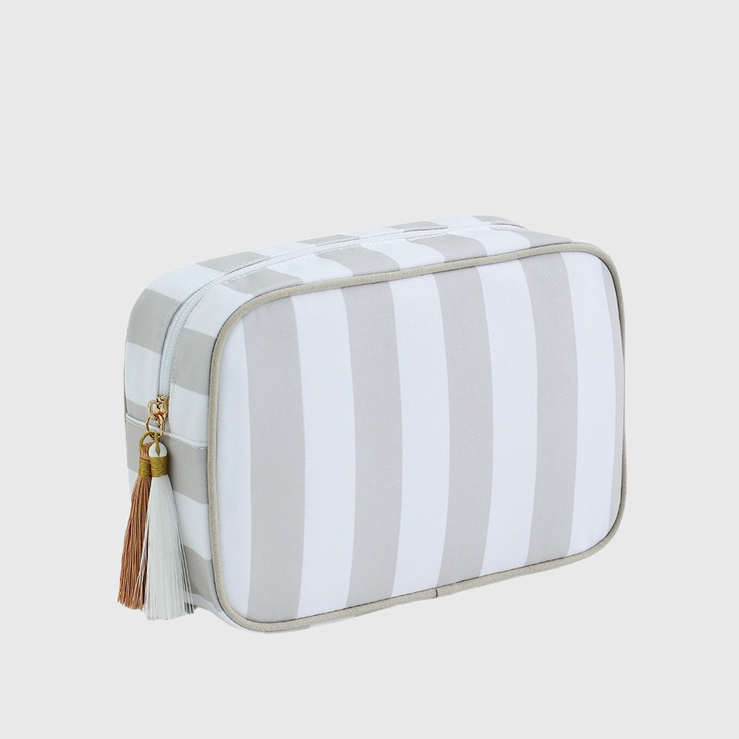Anna-Kaci Women's Striped Cosmetic Bag with Tassel-Travel Makeup Organizer Pouch