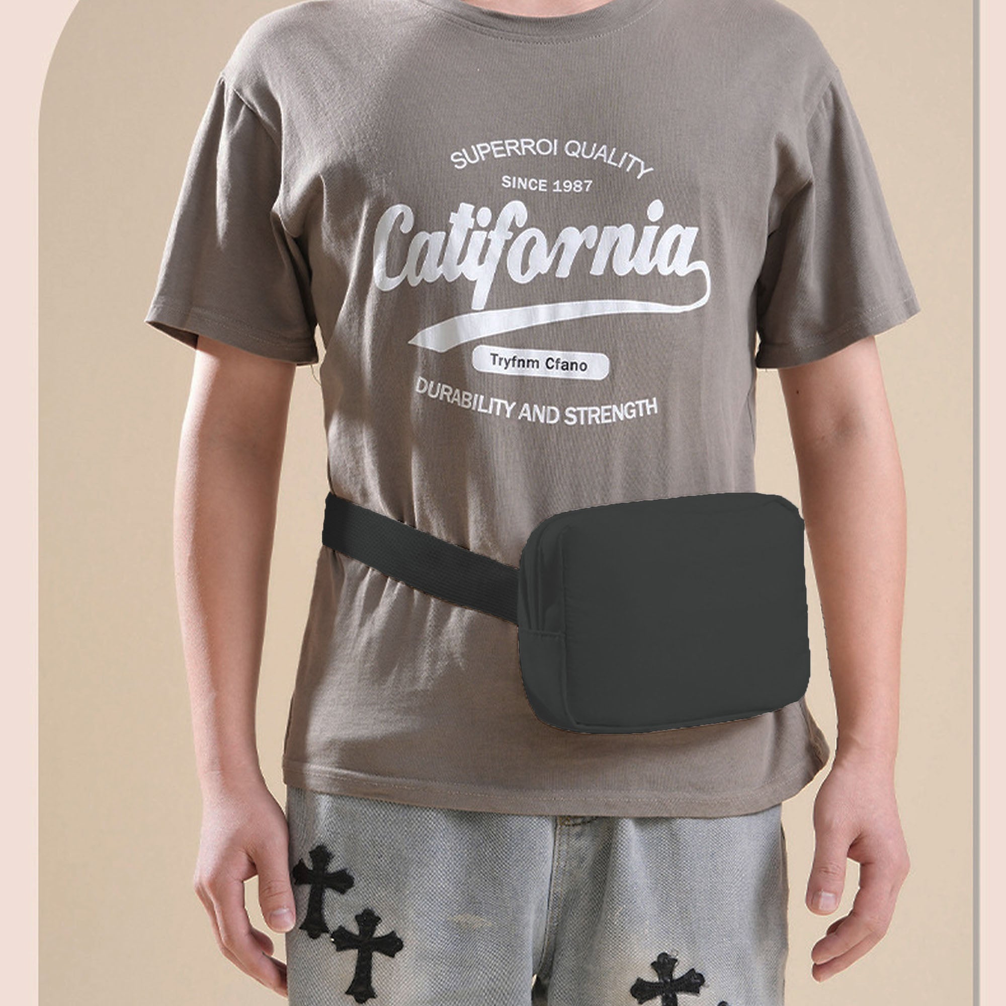 Anna-Kaci Canvas Chest Bag - Compact Crossbody Shoulder Bag