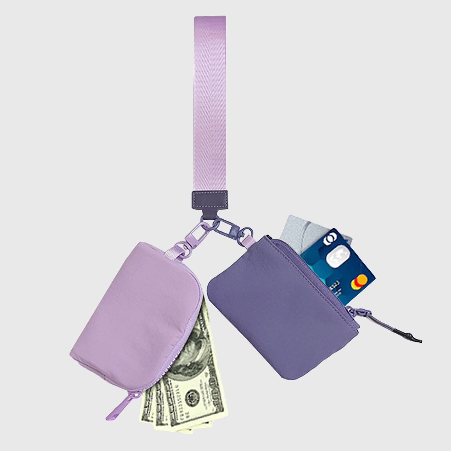 Anna-Kaci Dual - Pocket Hanging Wallet with Strap - Ideal for Cash, Cards and Small Items
