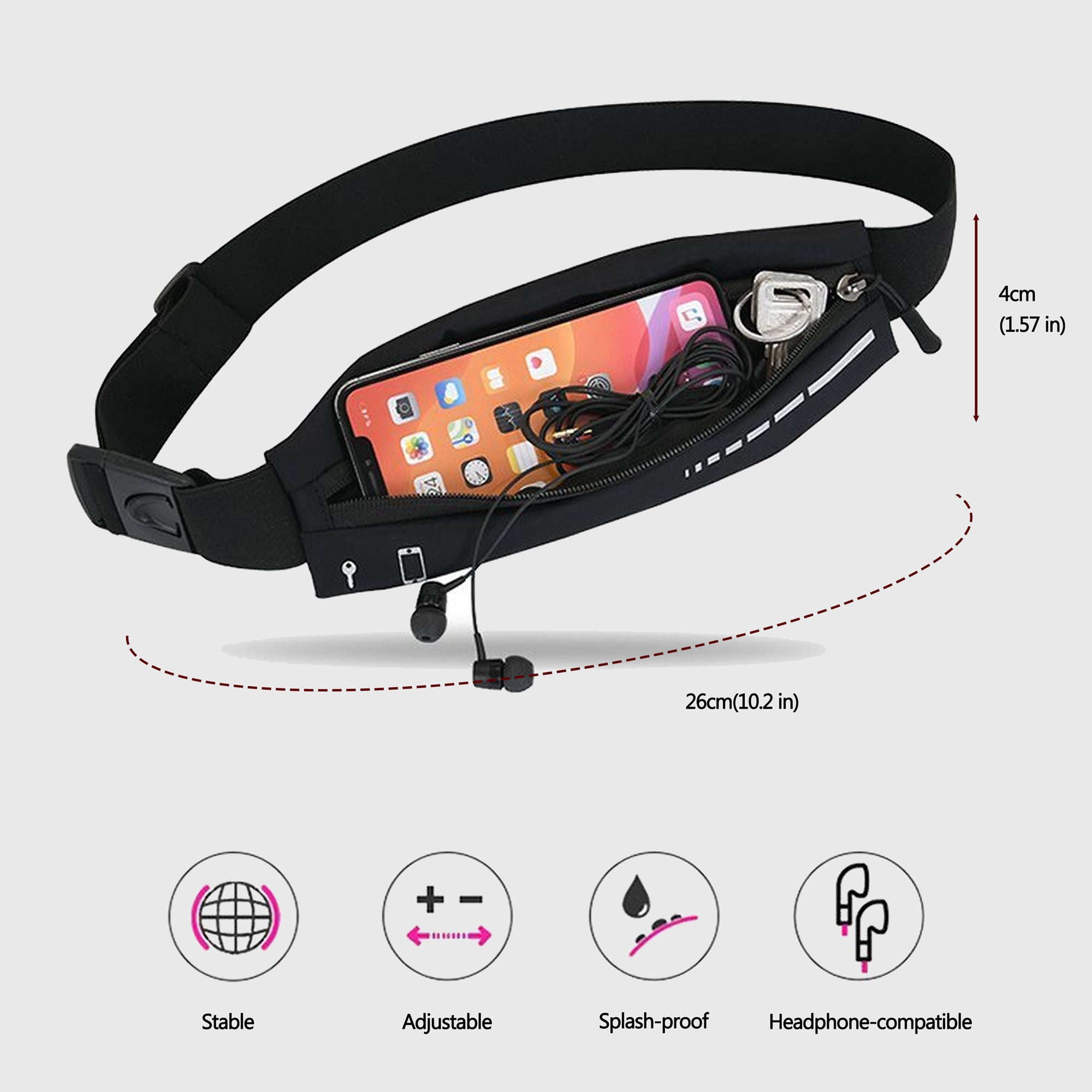 Anna-Kaci Adjustable Waist Bag - Splash - Proof Running Belt