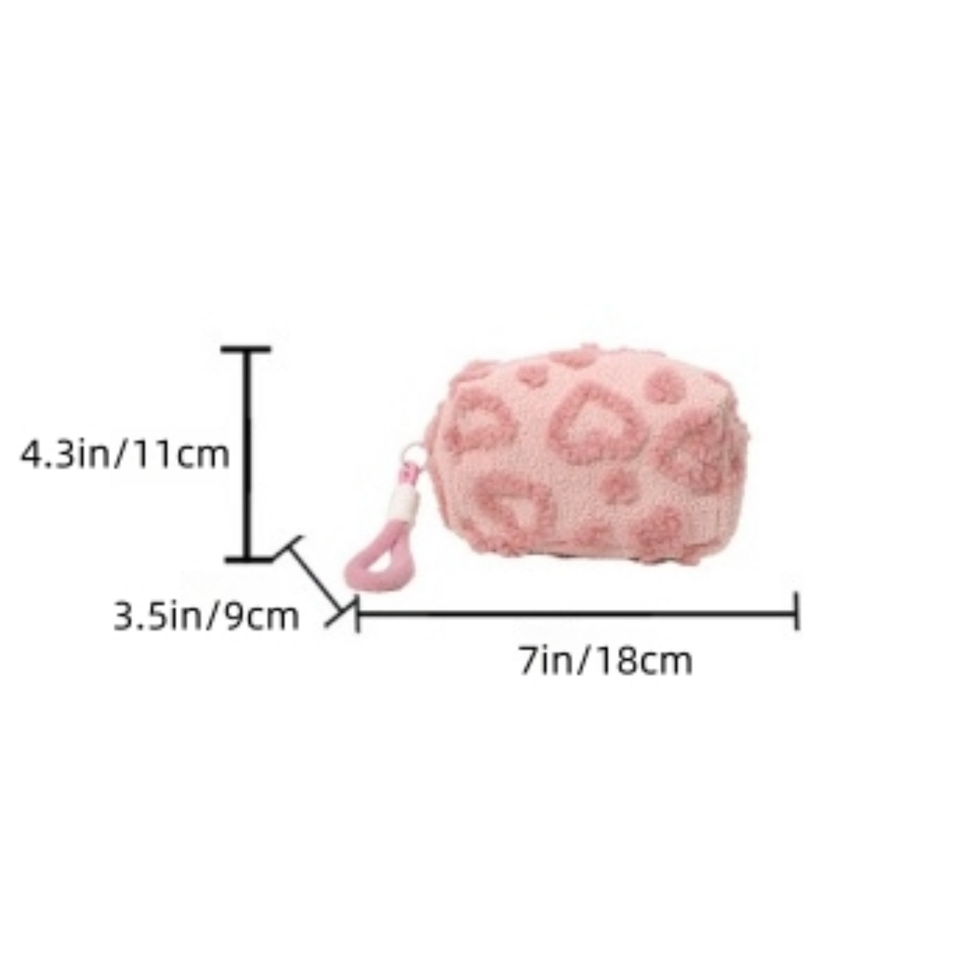 Anna-Kaci Women's Valentine Heart Texture Plush Zip Pouch with Soft Fuzzy Finish and Wrist Loop