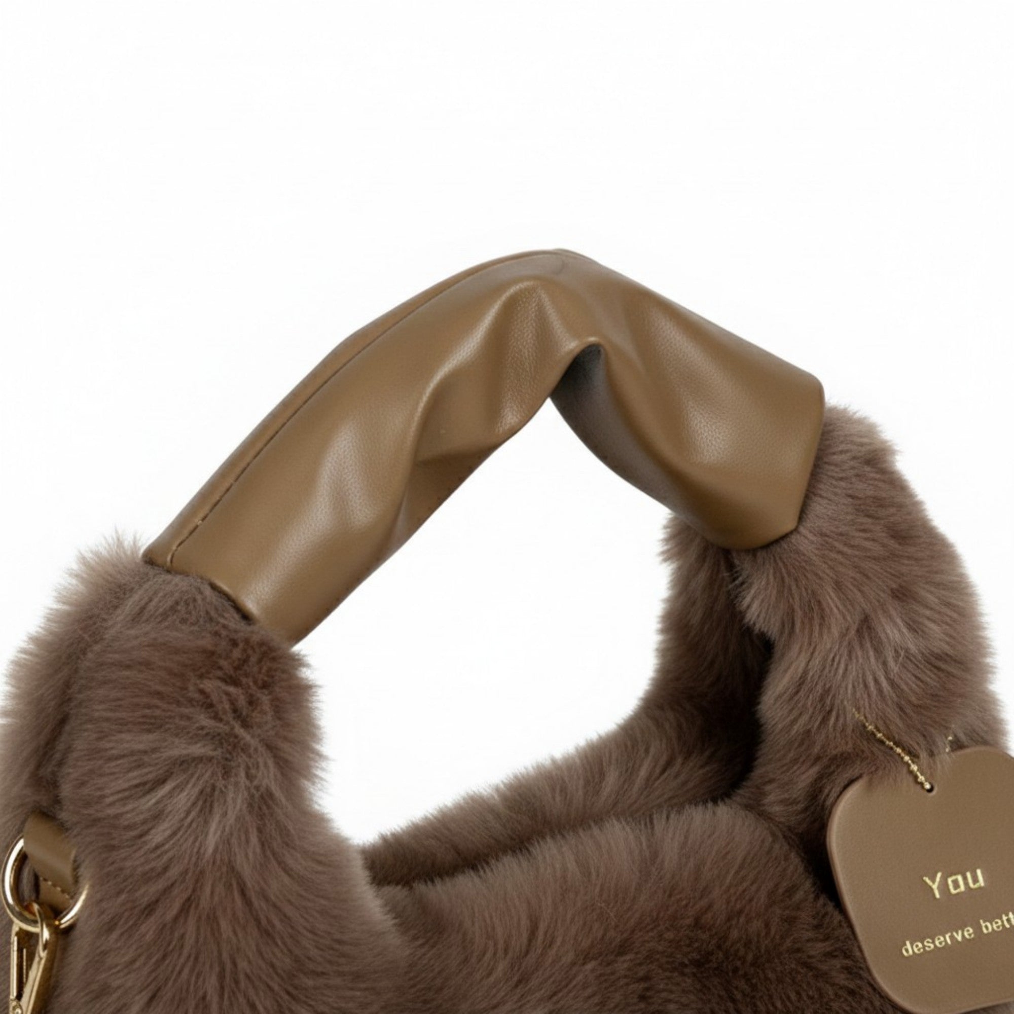 Anna-Kaci Women's Faux Fur Hobo Shoulder Bag with Soft Texture Top Handle and Removable Crossbody Strap