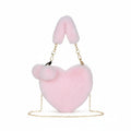 Anna-Kaci Women's Plush Heart-Shaped Crossbody Handbag with Chain Strap