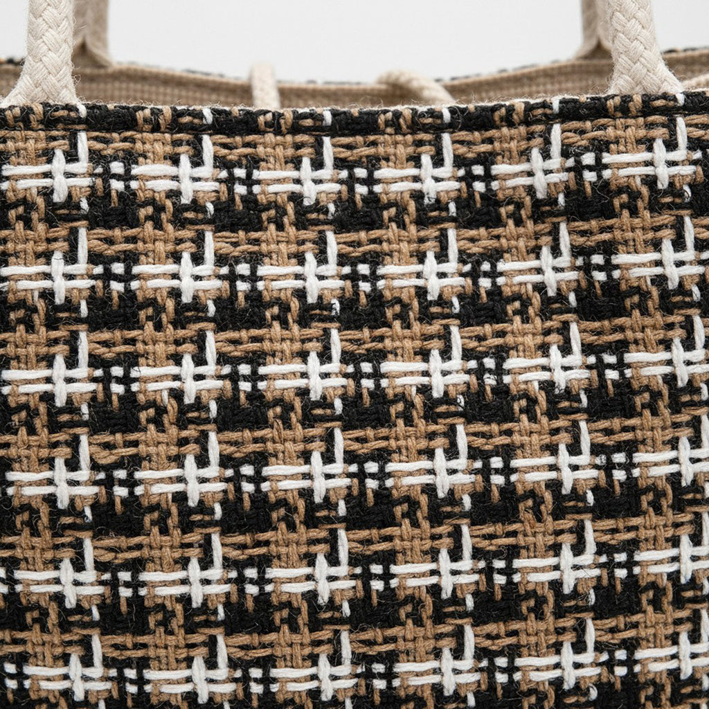 Anna-Kaci Women's Woven Mini Tote Handbag with Pom Pom Charm and Top Handle