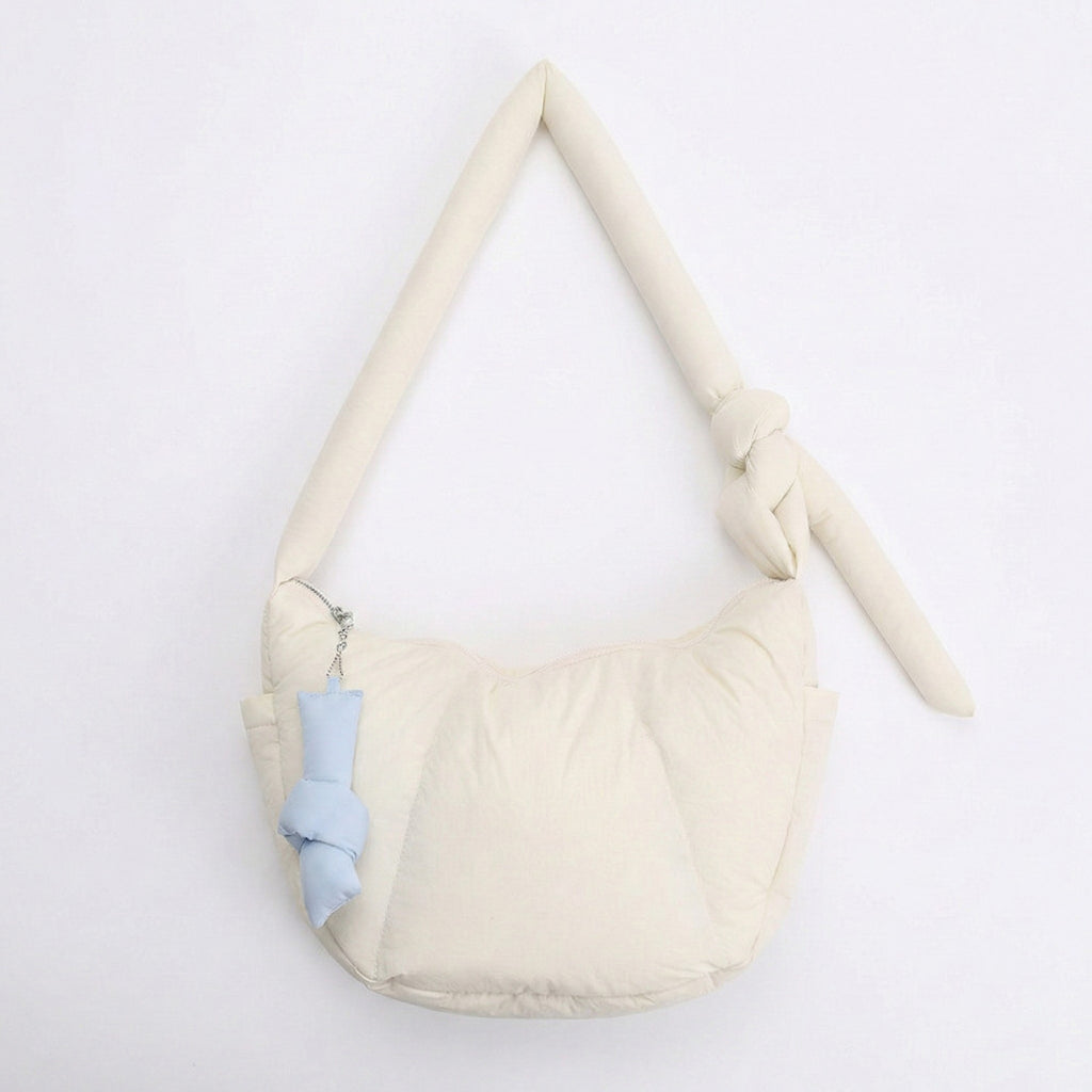 Anna-Kaci Women's Padded Shoulder Bag with Adjustable Knotted Strap Soft Quilted Texture and Zipper Closure