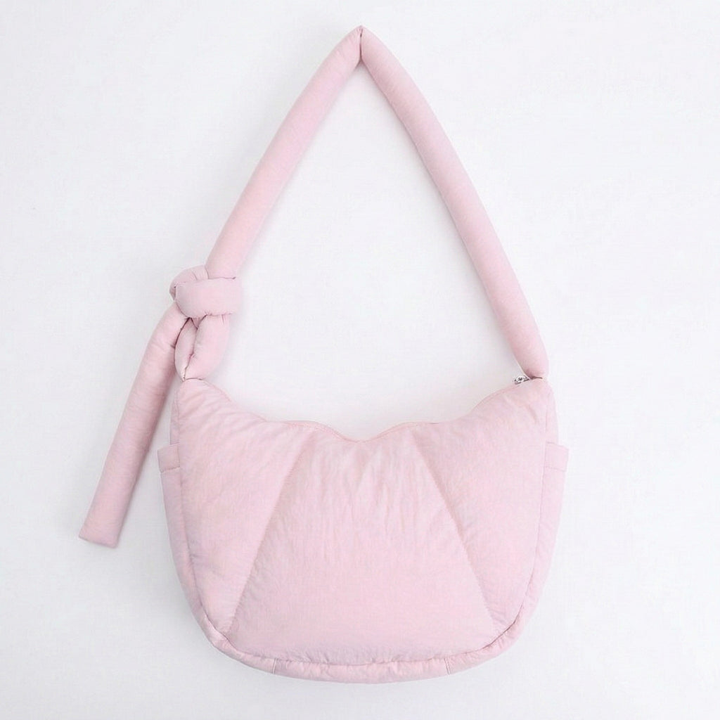 Anna-Kaci Women's Padded Shoulder Bag with Adjustable Knotted Strap Soft Quilted Texture and Zipper Closure