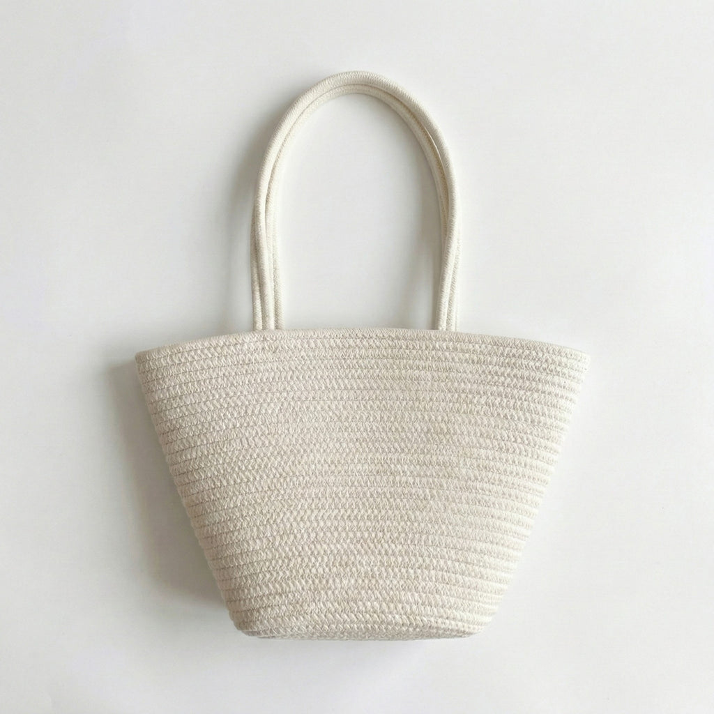 Anna-Kaci Women's Crochet Tote Bag with Structured Silhouette Double Shoulder Handles and Lace Tie Accent