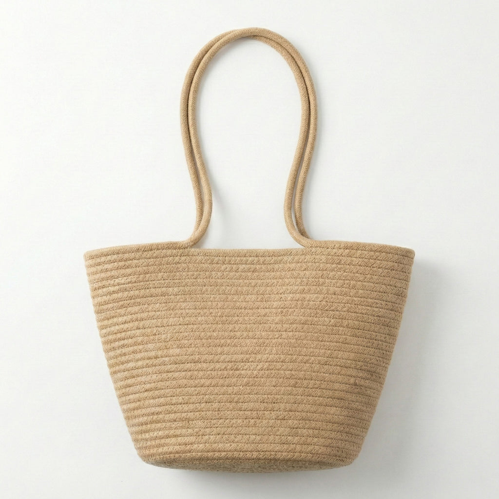 Anna-Kaci Women's Crochet Tote Bag with Structured Silhouette Double Shoulder Handles and Lace Tie Accent