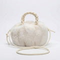 Anna-Kaci Women's Faux Fur Top Handle Bag with Braided Strap Detail Adjustable Crossbody Cord