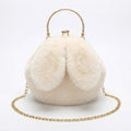 Anna-Kaci Women's Faux Fur Clutch Handbag with Gold Tone Kiss Lock Closure Top Handle and Chain Strap