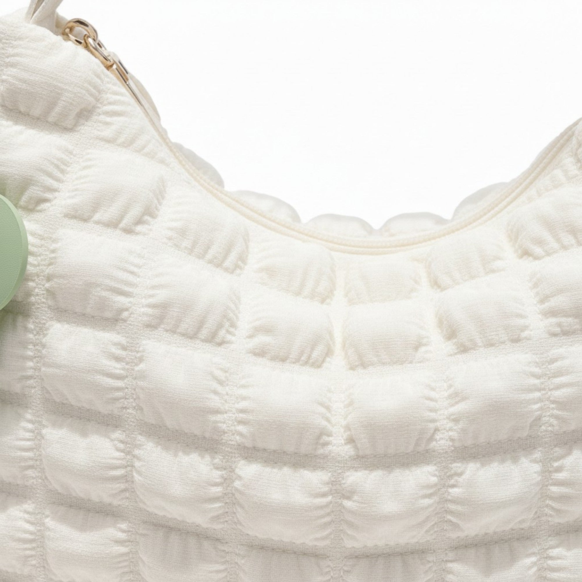 Anna-Kaci Women's Textured Shoulder Bag with Quilted Bubble Design Contrast Knot Handle