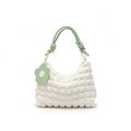 Anna-Kaci Women's Textured Shoulder Bag with Quilted Bubble Design Contrast Knot Handle