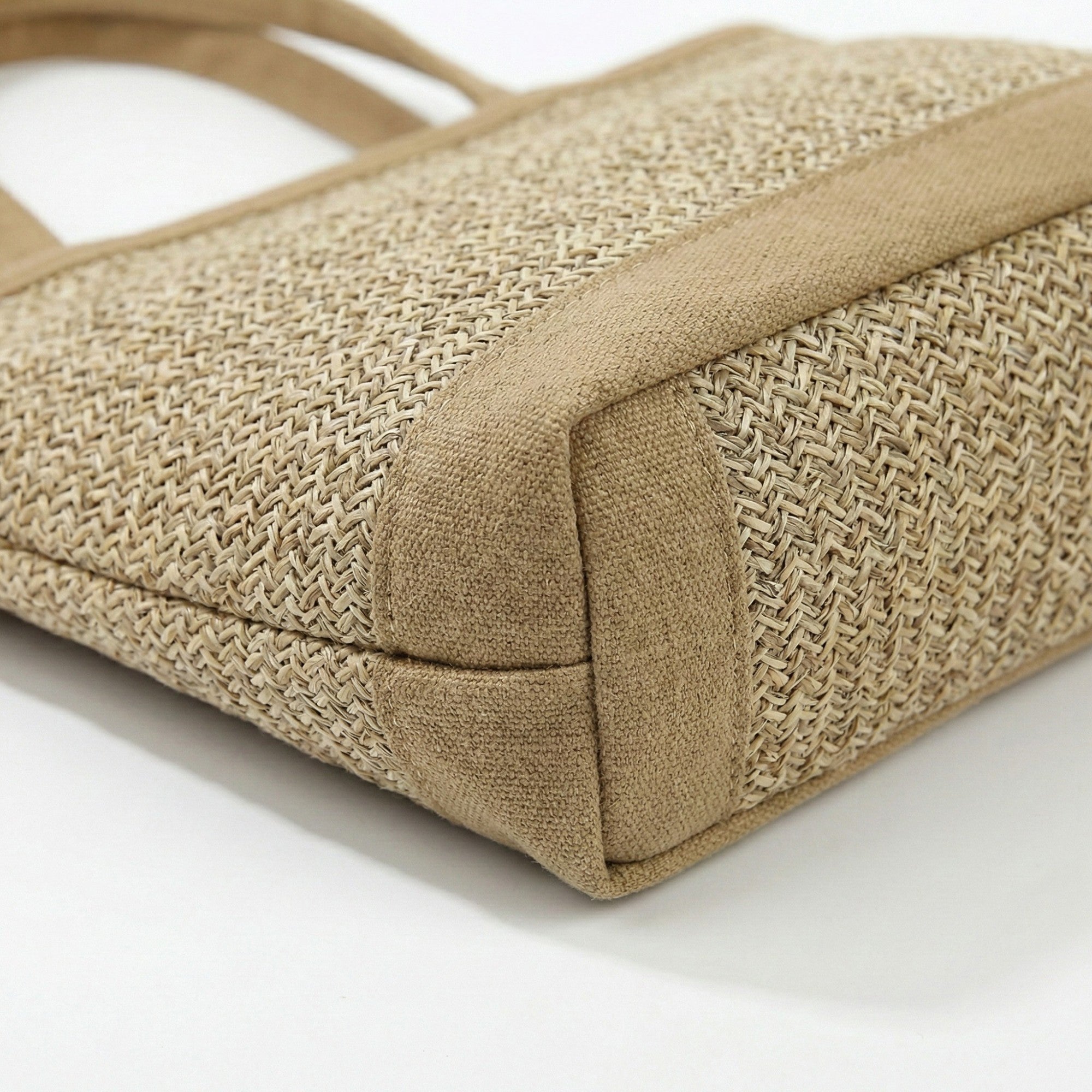 Anna-Kaci Women's Woven Straw Tote Bag with Contrast Panel Bow Accent Dual Shoulder Straps