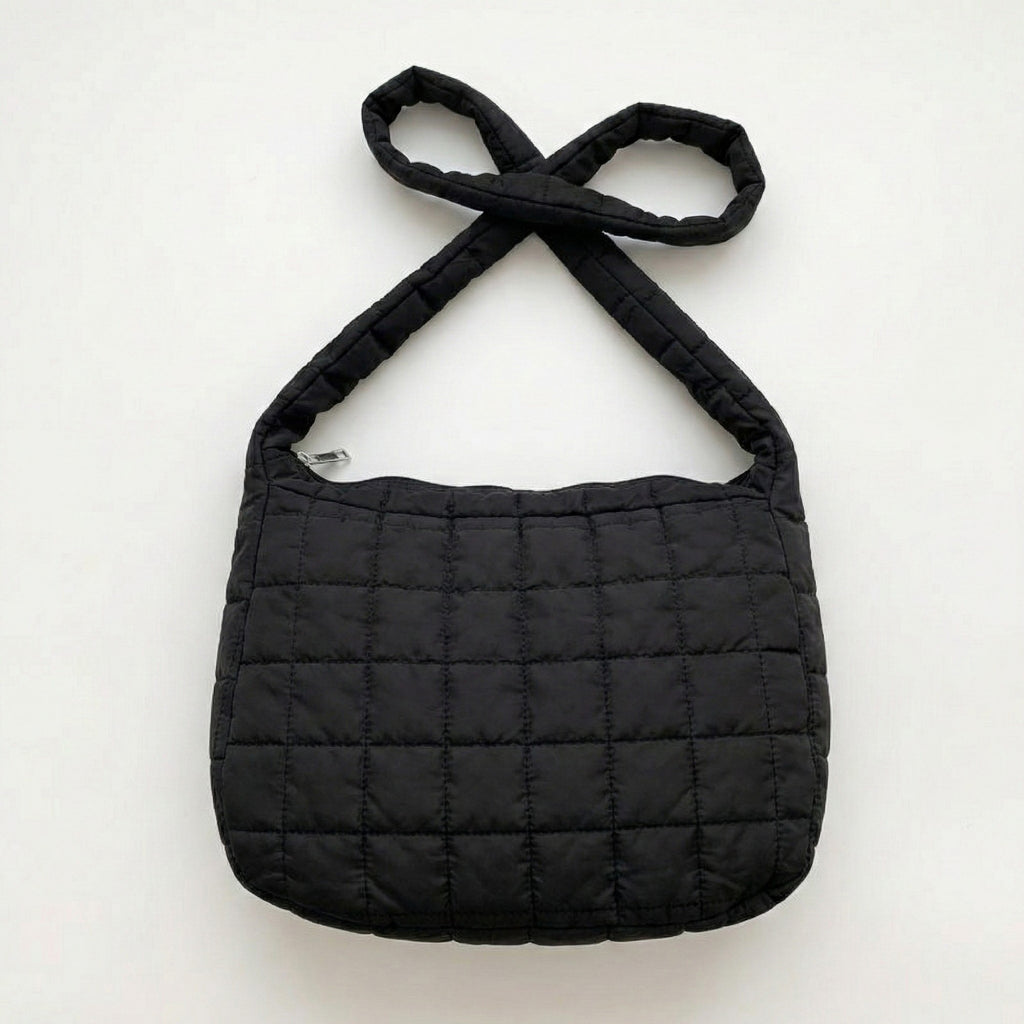 Anna-Kaci Women's Quilted Shoulder Bag with Padded Strap Soft Lightweight Nylon Construction