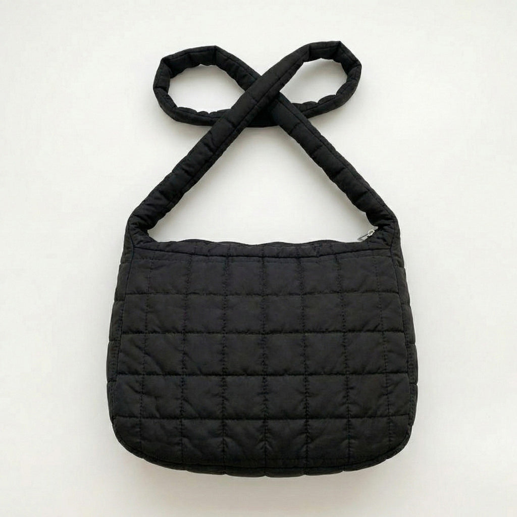 Anna-Kaci Women's Quilted Shoulder Bag with Padded Strap Soft Lightweight Nylon Construction