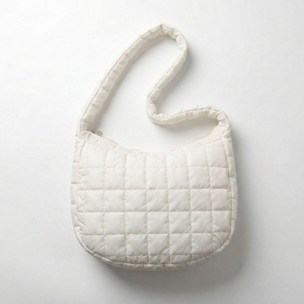 Anna-Kaci Women's Quilted Shoulder Bag with Padded Strap Soft Lightweight Nylon Construction