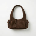 Anna-Kaci Women's Faux Leather Shoulder Bag with Curved Silhouette Multi Pocket Design Wide Strap