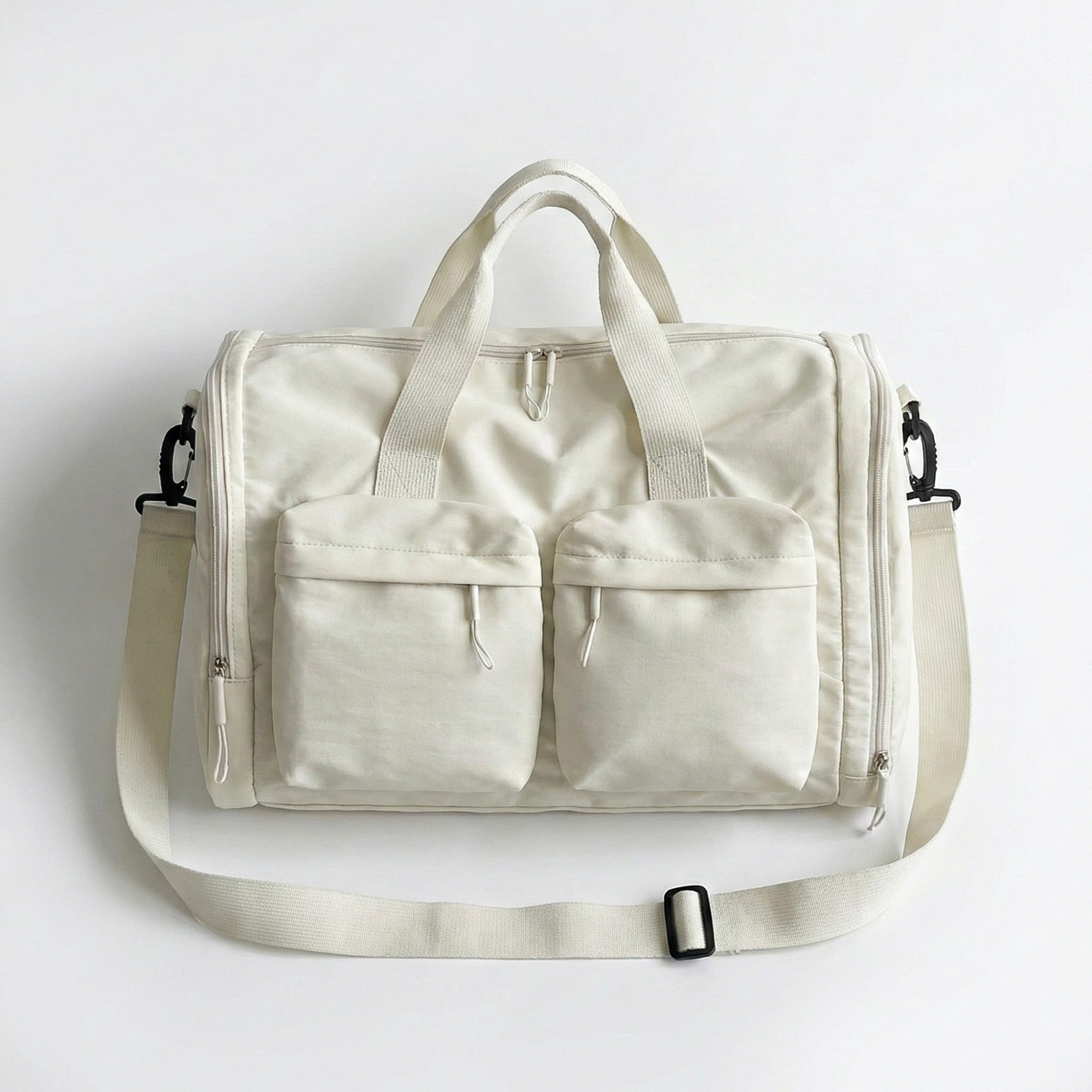 Anna-Kaci Women's Nylon Weekender Duffle Bag with Multiple Front Pockets Adjustable Crossbody Strap