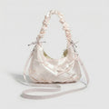 Anna-Kaci Women's Satin Shoulder Bag with Ruched Top Handle Adjustable Crossbody Strap