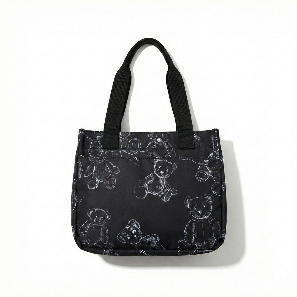 Anna-Kaci Women's Insulated Lunch Tote Bag with Teddy Bear Print Adjustable Shoulder Strap