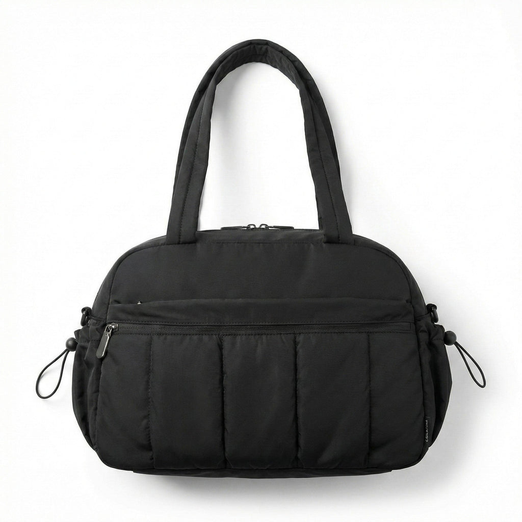 Women's Quilted Sports Duffle Bag with Adjustable Shoulder Strap Multi Pocket Storage