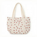 Anna-Kaci Women's Strawberry Print Corduroy Tote Bag with Double Shoulder Straps and Front Snap Pocket