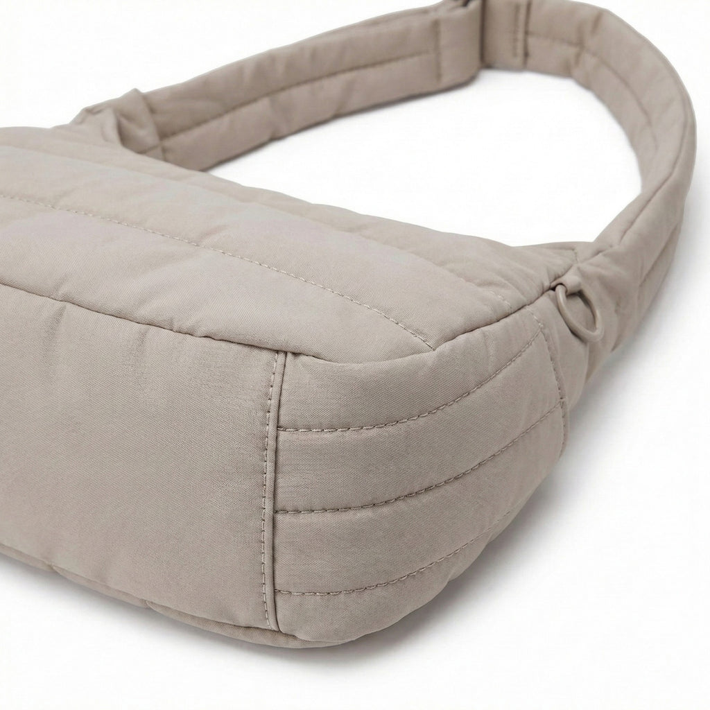 Anna-Kaci Women's Quilted Puffer Shoulder Bag with Adjustable Strap Lightweight Crescent Hobo Design