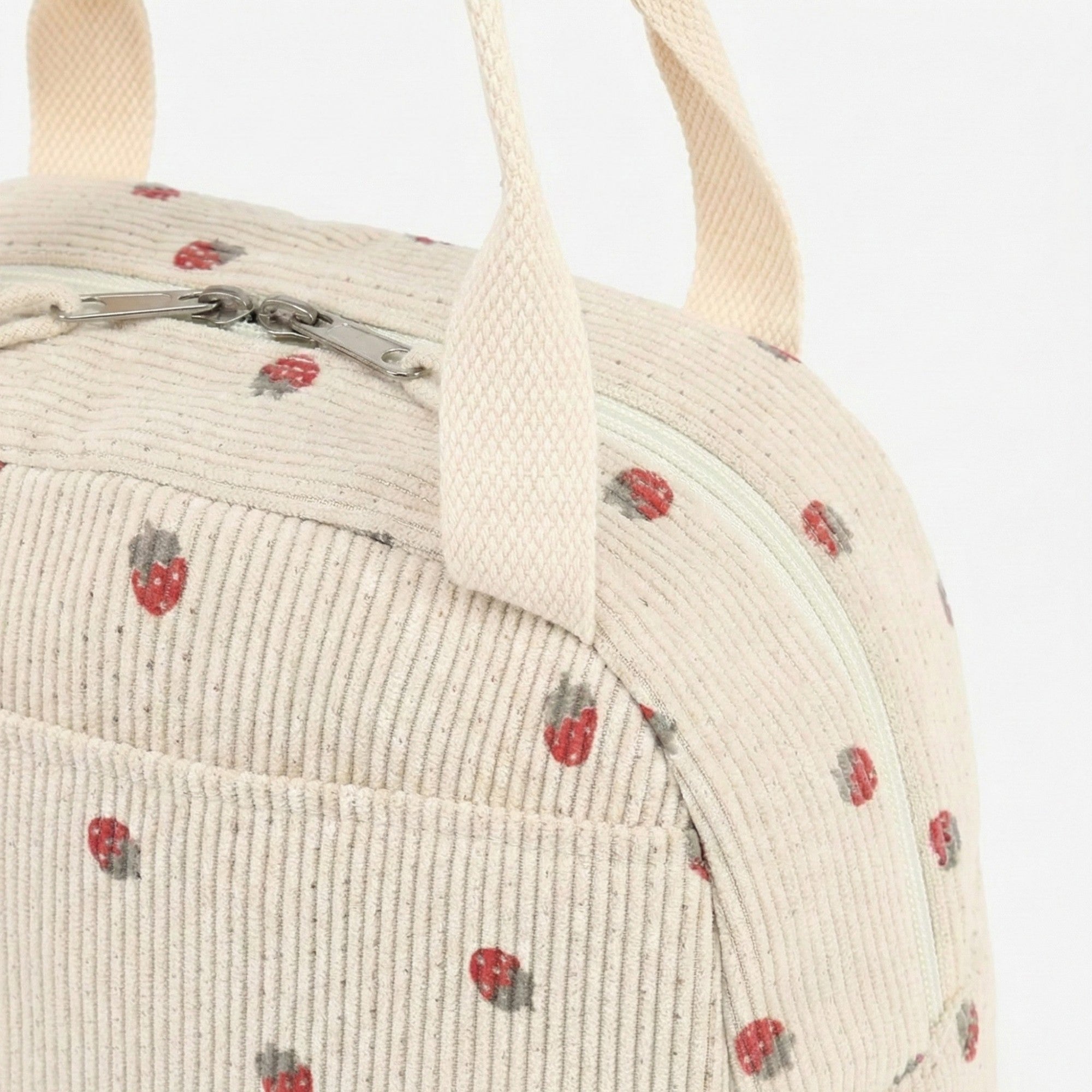 Anna-Kaci Women's Insulated Lunch Tote Bag with Foil Lining Strawberry Print Corduroy and Top Handle