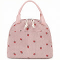 Anna-Kaci Women's Insulated Lunch Tote Bag with Foil Lining Strawberry Print Corduroy and Top Handle