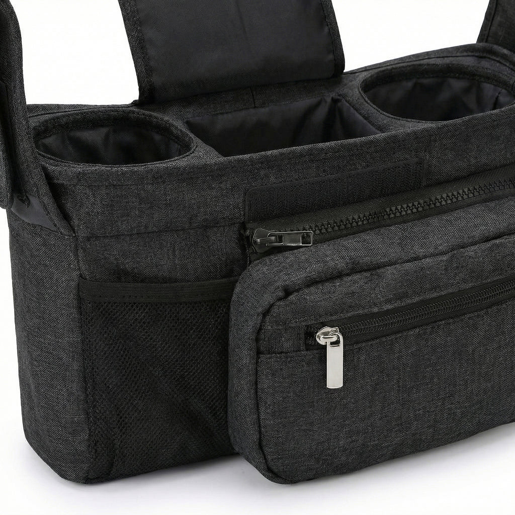 Anna-Kaci Stroller Organizer with Cup Holders and Zipper Pockets Adjustable Straps Large Storage Space