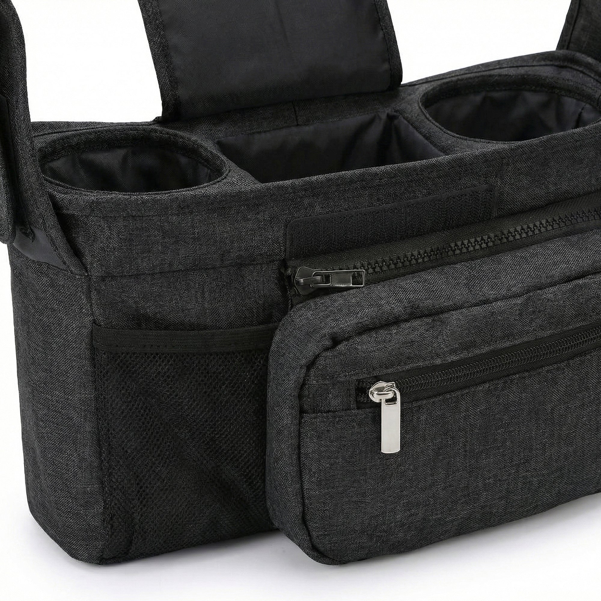 Anna-Kaci Stroller Organizer with Cup Holders and Zipper Pockets Adjustable Straps Large Storage Space