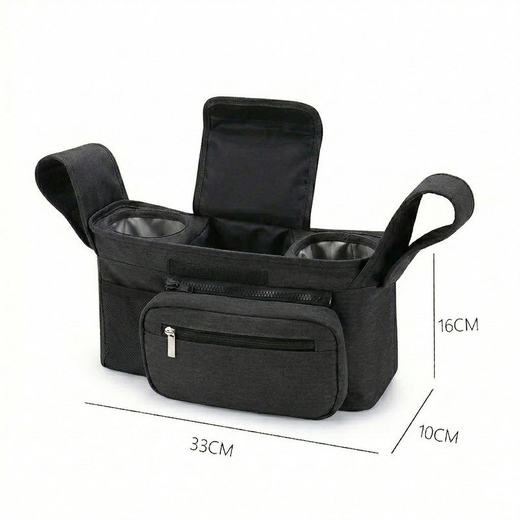 Anna-Kaci Stroller Organizer with Cup Holders and Zipper Pockets Adjustable Straps Large Storage Space