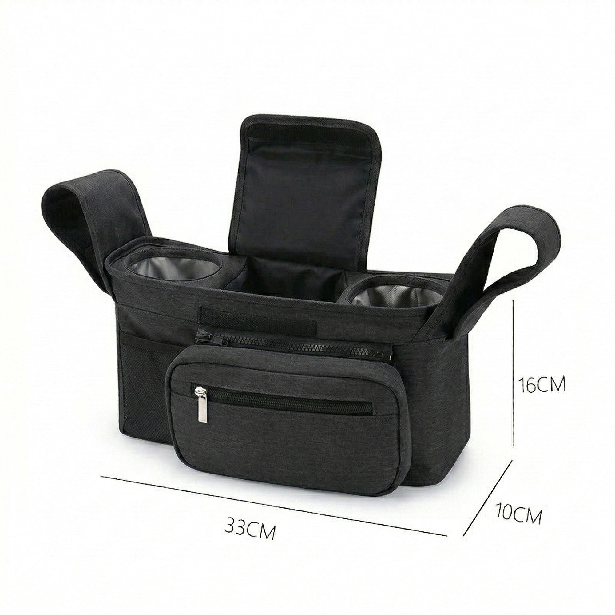 Anna-Kaci Stroller Organizer with Cup Holders and Zipper Pockets Adjustable Straps Large Storage Space