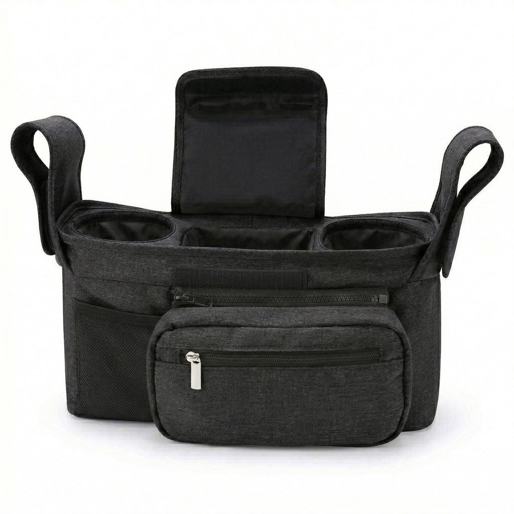 Anna-Kaci Stroller Organizer with Cup Holders and Zipper Pockets Adjustable Straps Large Storage Space