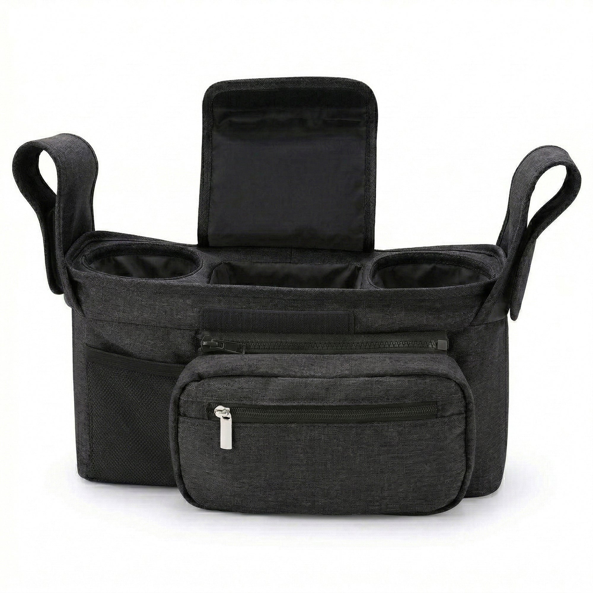 Anna-Kaci Stroller Organizer with Cup Holders and Zipper Pockets Adjustable Straps Large Storage Space