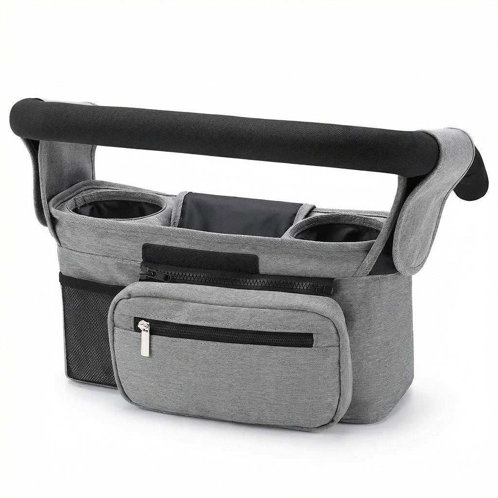 Anna-Kaci Stroller Organizer with Cup Holders and Zipper Pockets Adjustable Straps Large Storage Space
