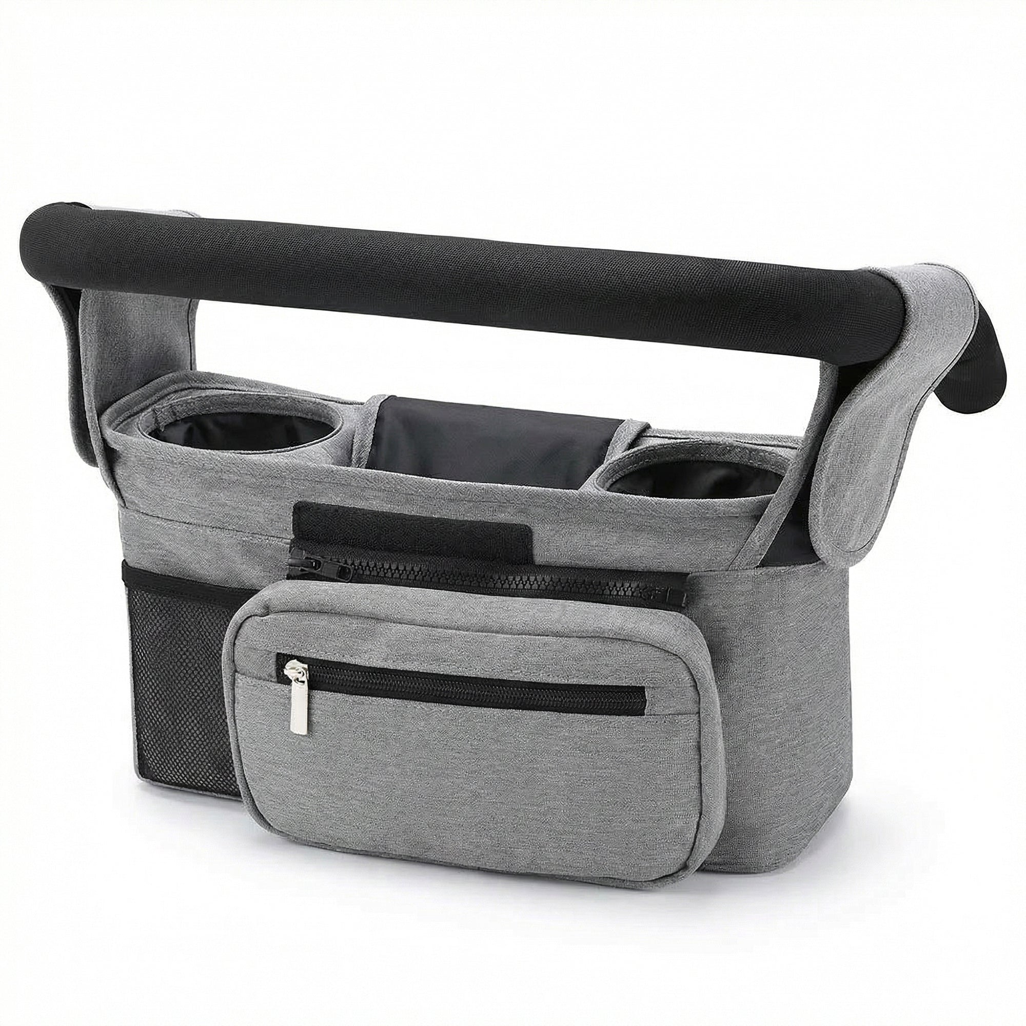 Anna-Kaci Stroller Organizer with Cup Holders and Zipper Pockets Adjustable Straps Large Storage Space