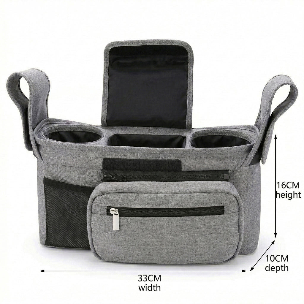 Anna-Kaci Stroller Organizer with Cup Holders and Zipper Pockets Adjustable Straps Large Storage Space