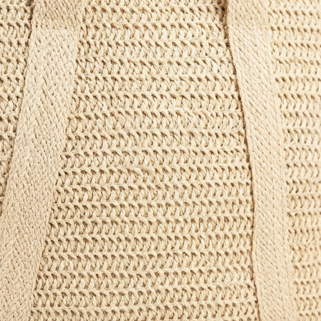 Anna-Kaci Women's Crochet Tote Bag Structured Shape Dual Shoulder Straps Tassel Accent Detail