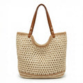Anna-Kaci Women's Crochet Tote Bag Open Knit Design Dual Shoulder Straps Slouchy Structured Shape